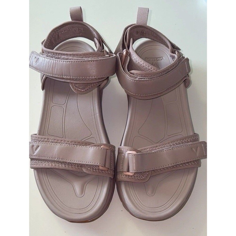 VIONIC Walk Max Wanderer Sandal Beige Tan Leather Walking Shoes Sz 9 US  Comfort